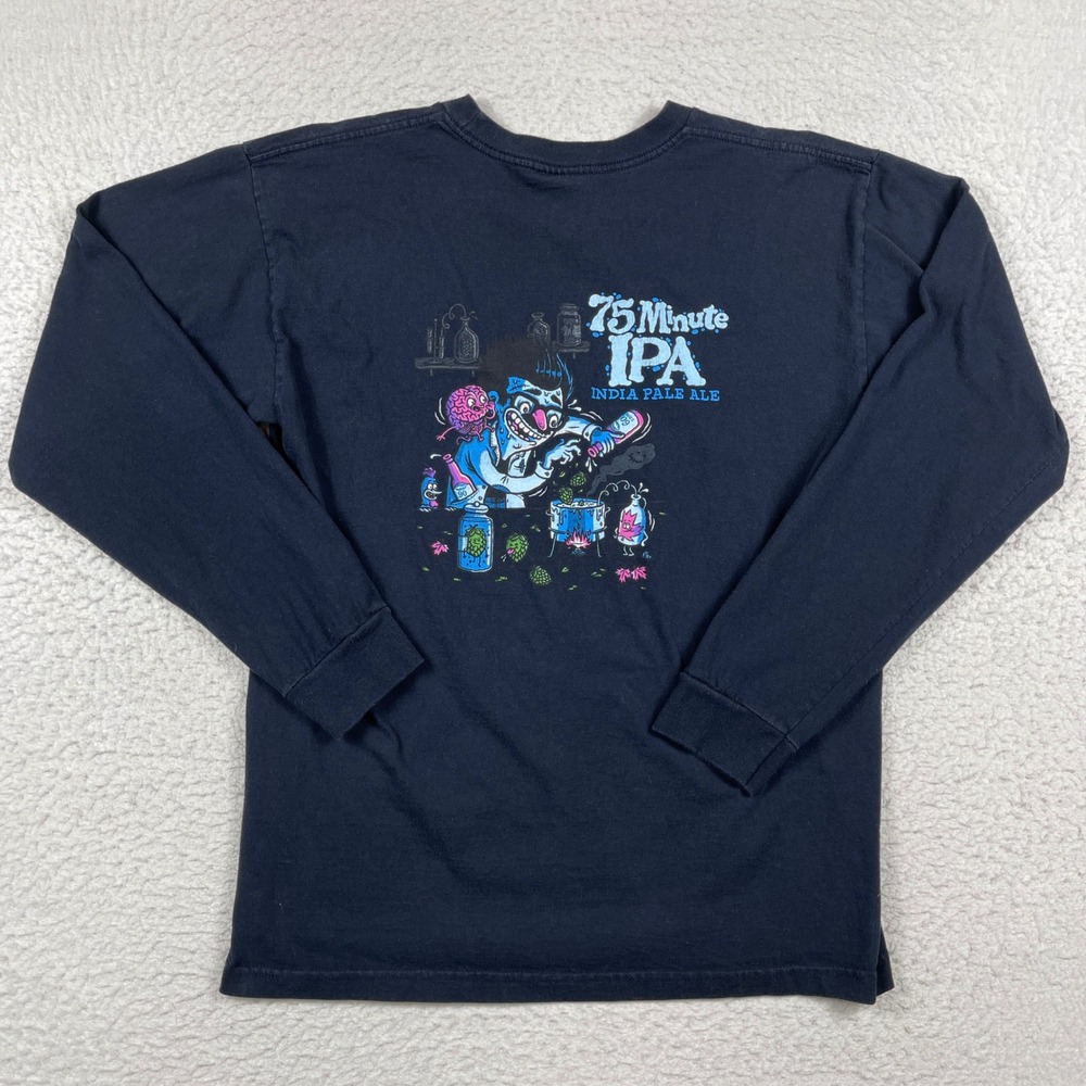 Dogfish Head IPA Long Sleeve Shirt Mens Large Black Pocket Graphic Beer USA